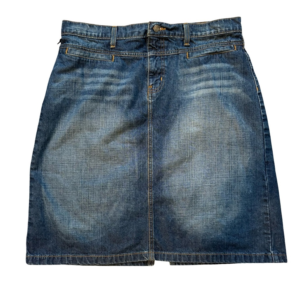 POLO Jeans Company 90s Racer Knee Denim Skirt Flag Logo, Sz 12 - Picture 3 of 15